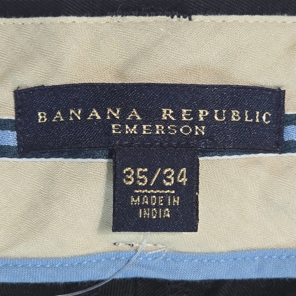 Banana Republic Emerson Chinos Mens 35x34 Black Relaxed Flat Front 136457-02